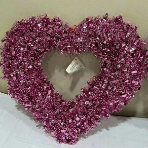 14” Pink Tinsel Heart